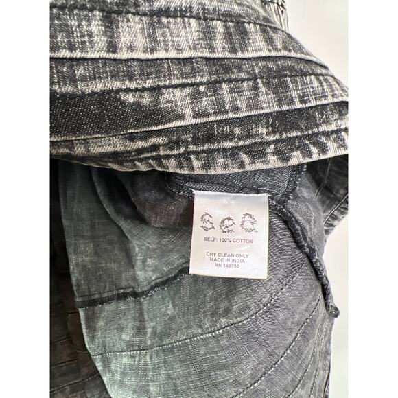 NWT Sea New York Chambray Denim Dylan Puff Sleeve Pleated Mini Dress Black - Picture 6 of 8